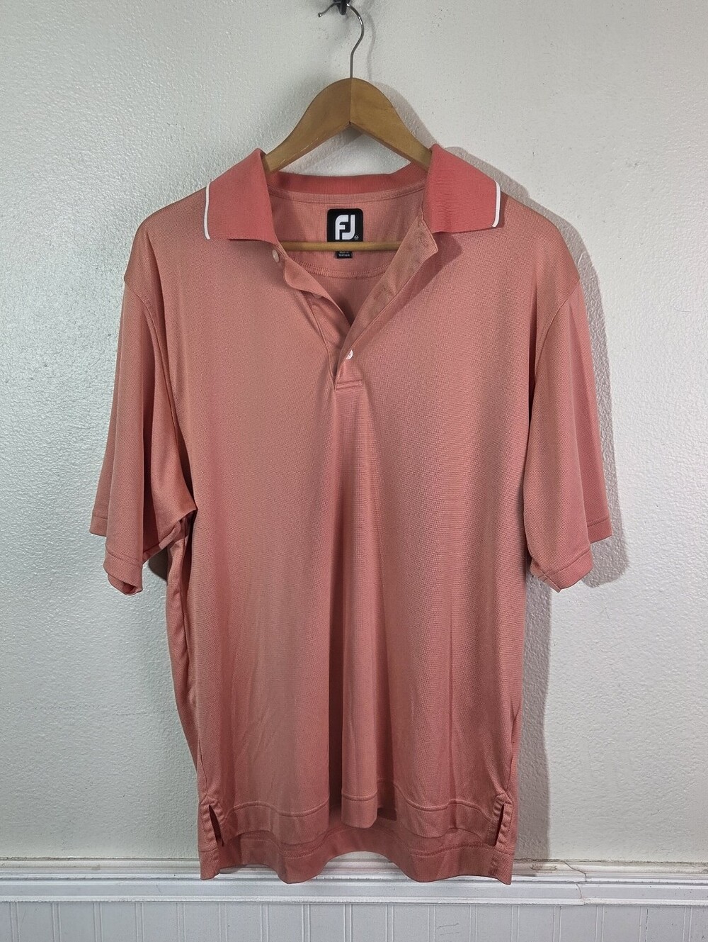 FootJoy FJ Golf Polo Shirt Mens XL Coral Pink Performance Short Sleeve Solid